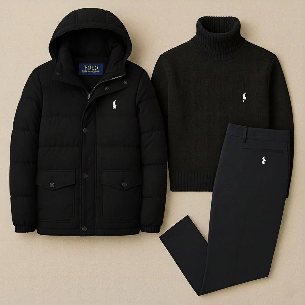 RL™ – Elegant Winter Set (Sweater, Pant, Puffer Jacket)