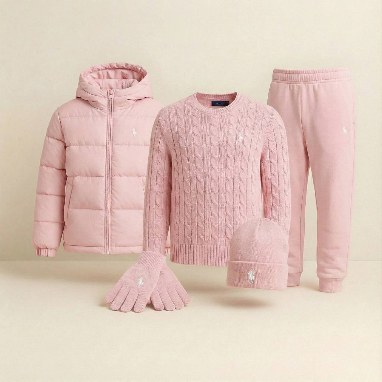 PRL™ Winter Casual Set – Sweater, Winter Puffer, Cap, Gloves