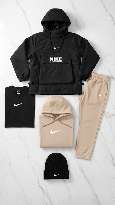 NK™ Winter Set – Jacket, Sweatshirt, Joggers, T-Shirt, Beanie – Premium Sportswear Style